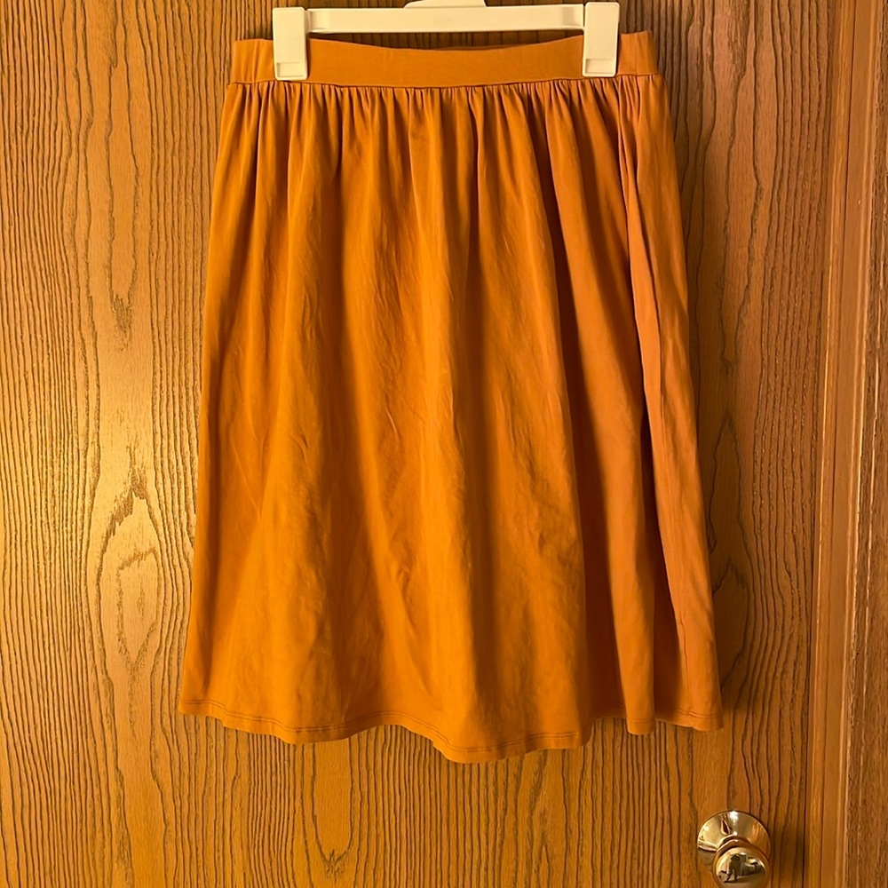Elegantees Mustard Midi Skirt